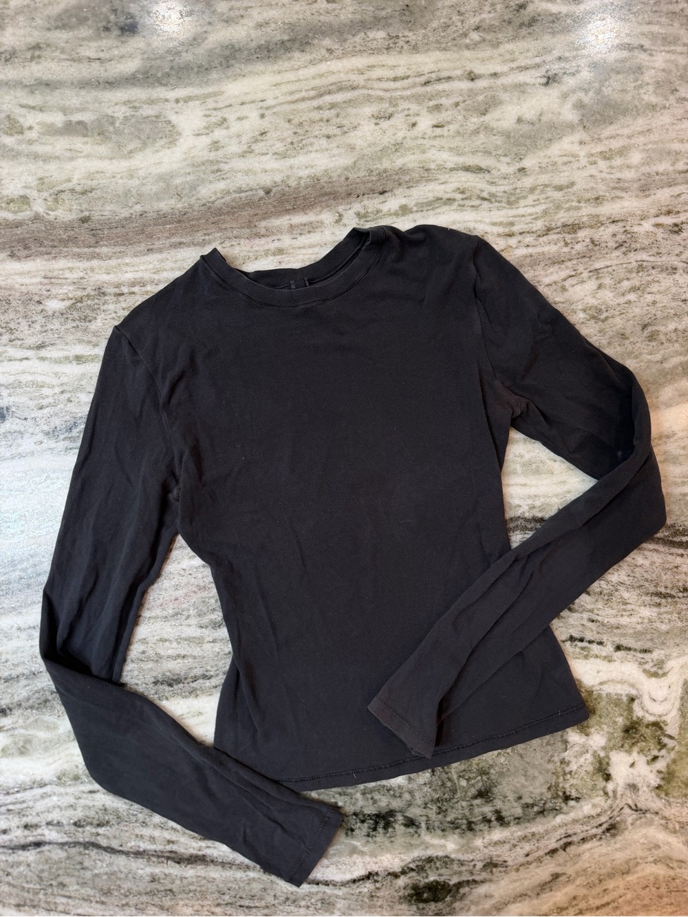 SKIMS Black Long-Sleeve Crewneck Top